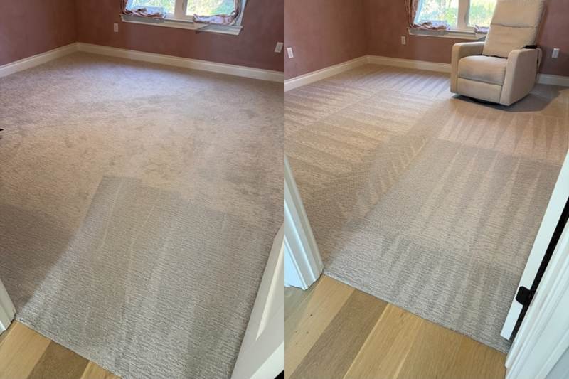 Bedroom Carpet Refresh – before & after by True North Carpet Care, Grants Pass OR