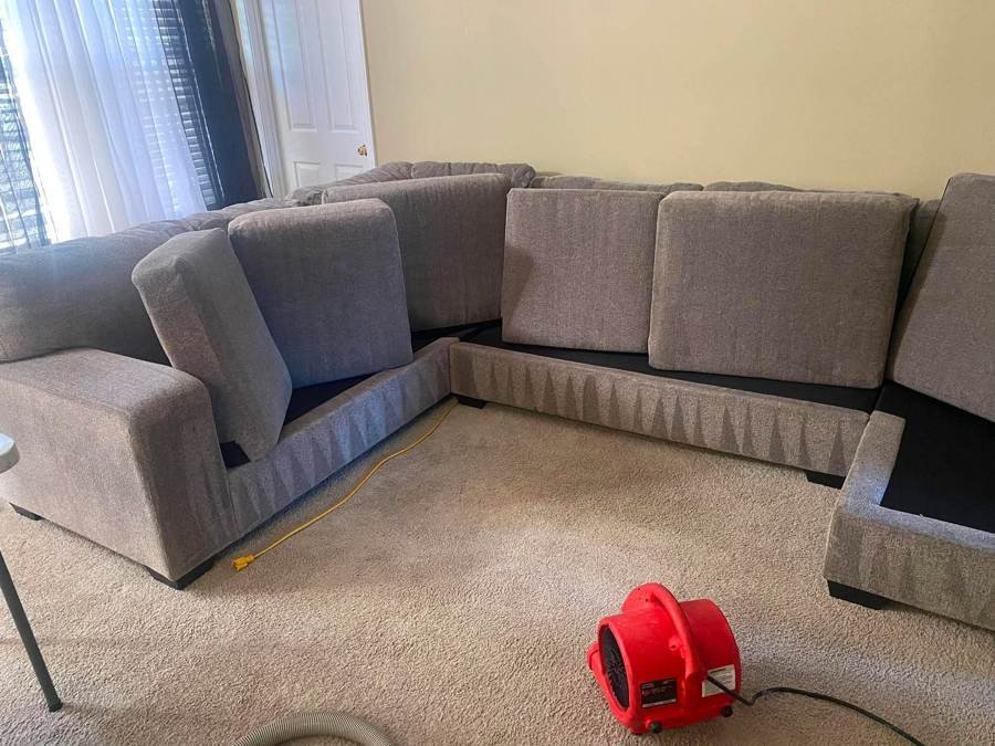 Upholstery cleaning Grants Pass OR โ grey sectional sofa after professional cleaning