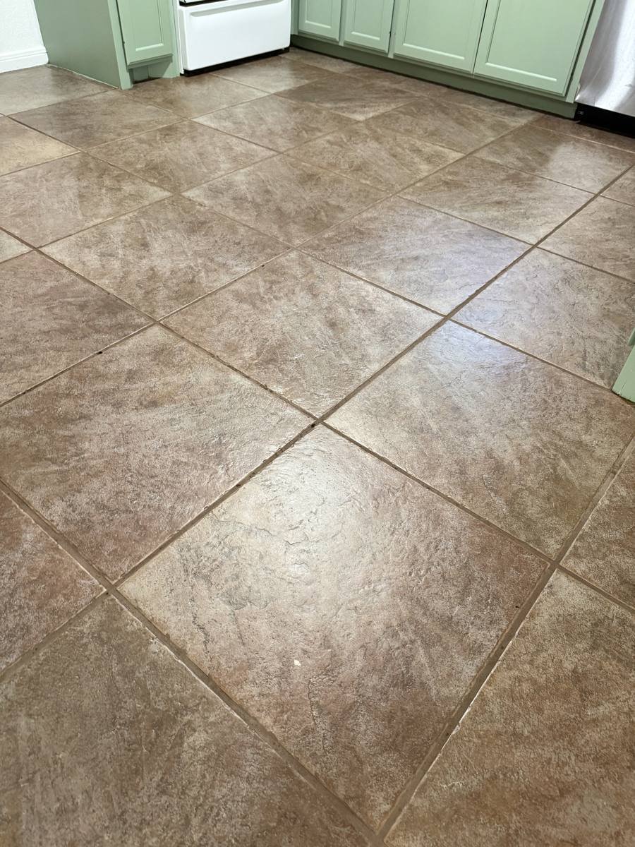 Kitchen tile floor after tile and grout cleaning in Medford, OR